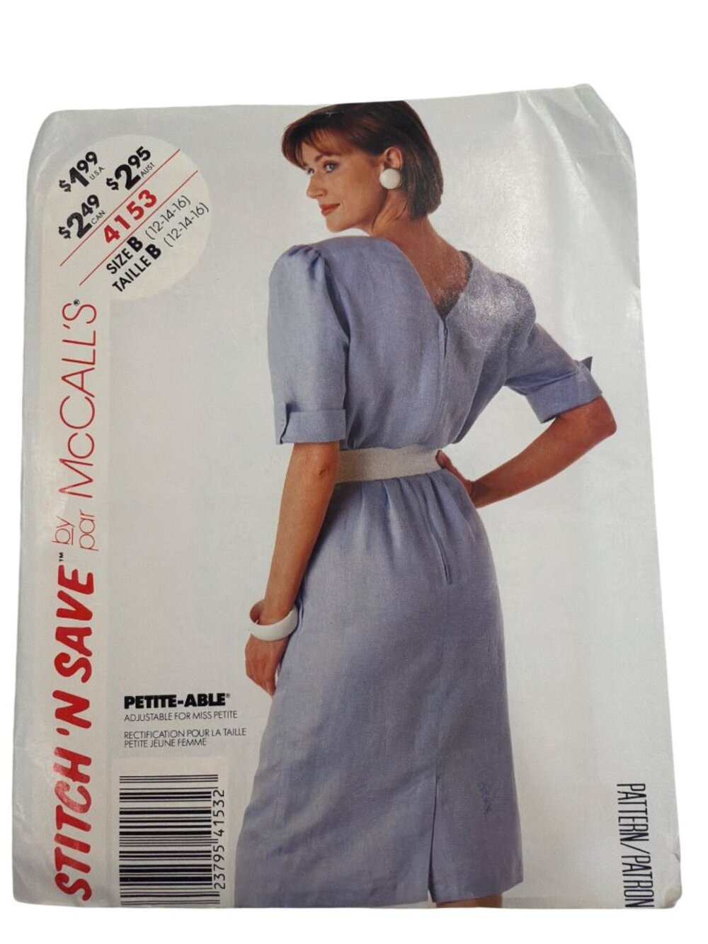 McCalls Stitch N Save 4153 Misses Dress & Belt Sewing Pattern Size 12-16 Petite-
